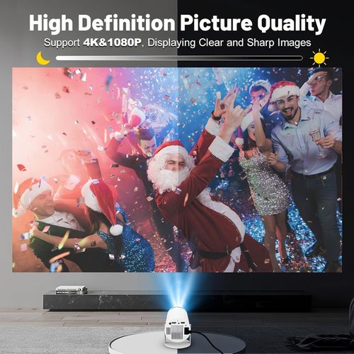 Hy300 Pro Mini Portable Overhead Projector, 4K/260 ANSI Smart Projector, Support WiFi 6 Bt 5.0, Screen Adjustment, 180 Degree Rotation, Home Video Projector with Built-in Android 11.0 Operating System