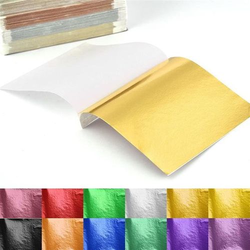 100 Sheets Imitation Foil Paper Leaf Gilding Diy Epoxy Resin Art Craft Paper Birthday Wedding Cake Dessert Decoration