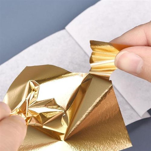 100 Sheets Imitation Foil Paper Leaf Gilding Diy Epoxy Resin Art Craft Paper Birthday Wedding Cake Dessert Decoration