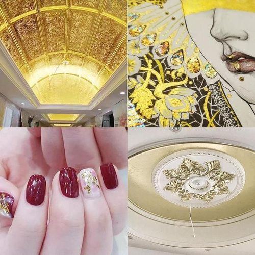 100 Sheets Imitation Foil Paper Leaf Gilding Diy Epoxy Resin Art Craft Paper Birthday Wedding Cake Dessert Decoration