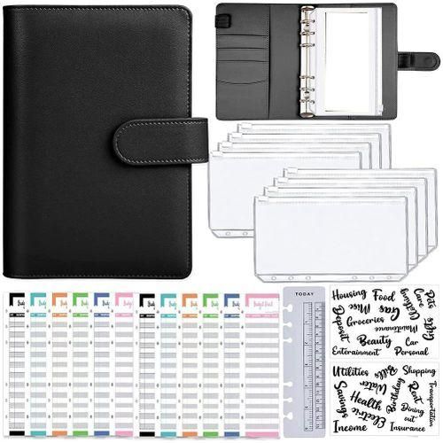 A6 Cash Envelopes Binder Wallet,PU Budget Planner Notebook for Cash Budgeting,Envelope Wallet,Savings Money Binder A