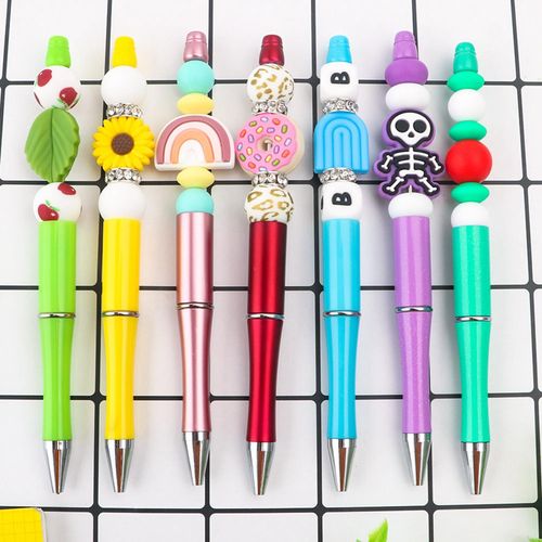 10 Pieces Beadable Pen DIY Party Favor Black Ink Pens Blue