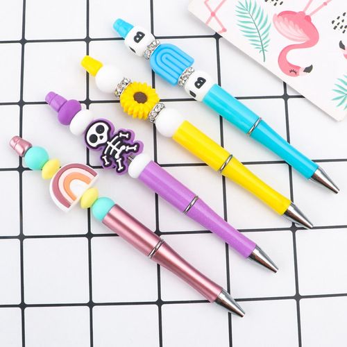 10 Pieces Beadable Pen DIY Party Favor Black Ink Pens Blue