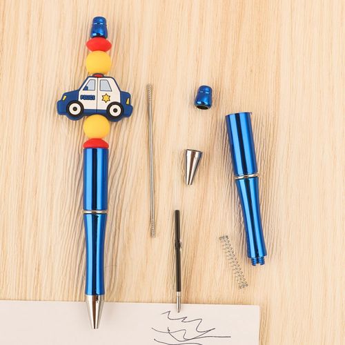 10 Pieces Beadable Pen DIY Party Favor Black Ink Pens Blue