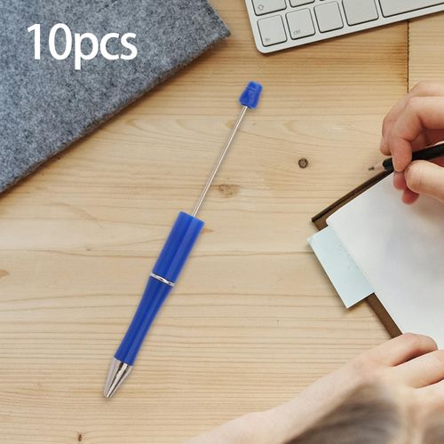 10 Pieces Beadable Pen DIY Party Favor Black Ink Pens Blue