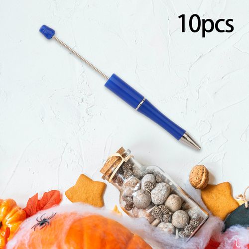 10 Pieces Beadable Pen DIY Party Favor Black Ink Pens Blue
