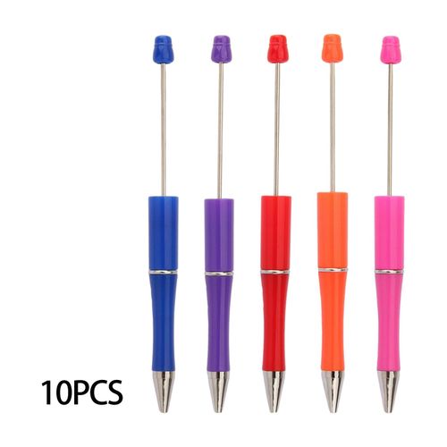 10 Pieces Beadable Pen DIY Party Favor Black Ink Pens Blue