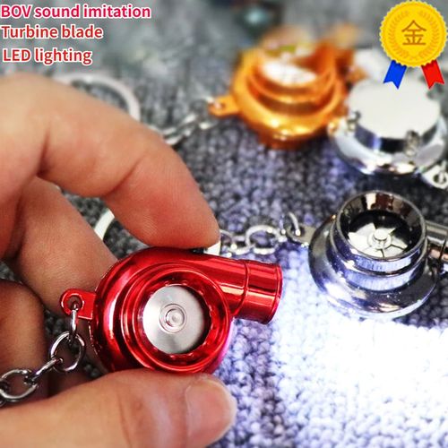 Car Motorbike Turbo Keychain Led Electric Rotary Blade With Light Turbocharger Metal Turbo Key Pendant Car Interior Supplies