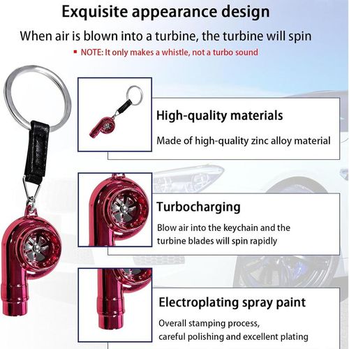 Car Motorbike Turbo Keychain Led Electric Rotary Blade With Light Turbocharger Metal Turbo Key Pendant Car Interior Supplies