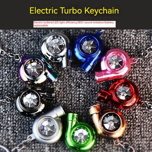Car Motorbike Turbo Keychain Led Electric Rotary Blade With Light Turbocharger Metal Turbo Key Pendant Car Interior Supplies