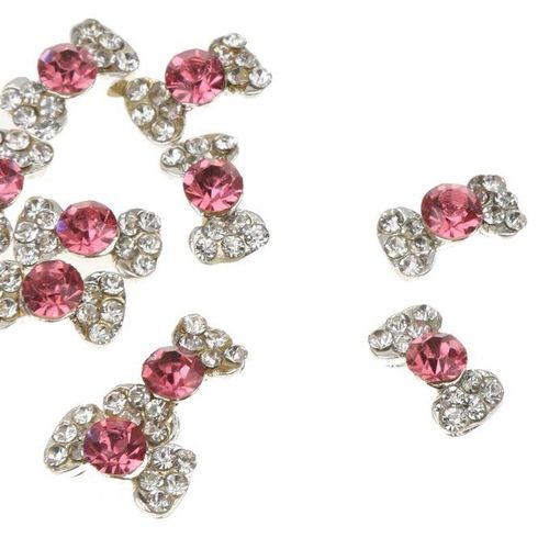 10x Nail Art Bow Alloy Rhinestones Peal Stricker Charms Jewelry DIY