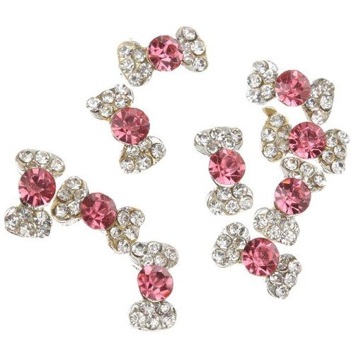 10x Nail Art Bow Alloy Rhinestones Peal Stricker Charms Jewelry DIY