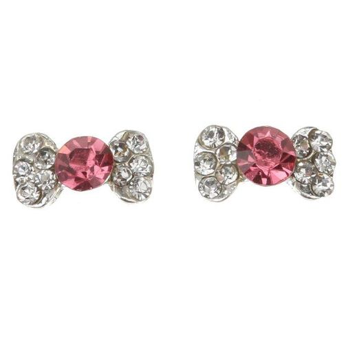 10x Nail Art Bow Alloy Rhinestones Peal Stricker Charms Jewelry DIY