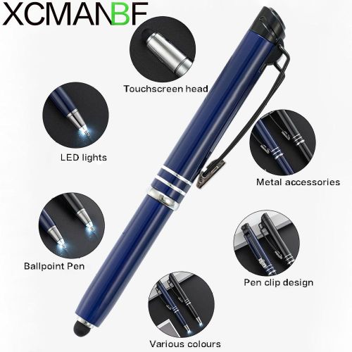 XCMANBF 1PC Ballpoint Pen With Light Flashlight & Screen Touch Blue
