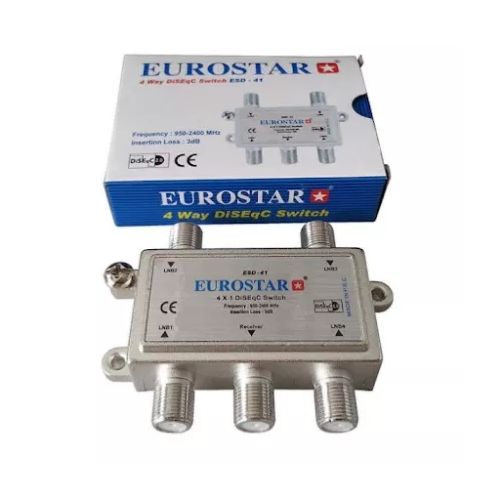 4 Way DiseqC Switch For Satellite Dishes-Silver