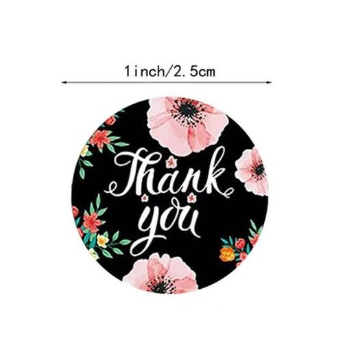 Round Floral Thank You Stickers