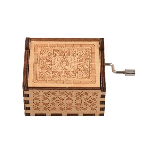Vintage Wooden Music Box Palm-size Hand Crank Wood Case Musicbox Beautiful Carved Wooden Musical Gadget with Melody You are My Sunshine for Mum Dad Wife Husband Christmas Birthday Gift