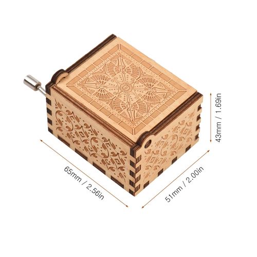 Vintage Wooden Music Box Palm-size Hand Crank Wood Case Musicbox Beautiful Carved Wooden Musical Gadget with Melody You are My Sunshine for Mum Dad Wife Husband Christmas Birthday Gift