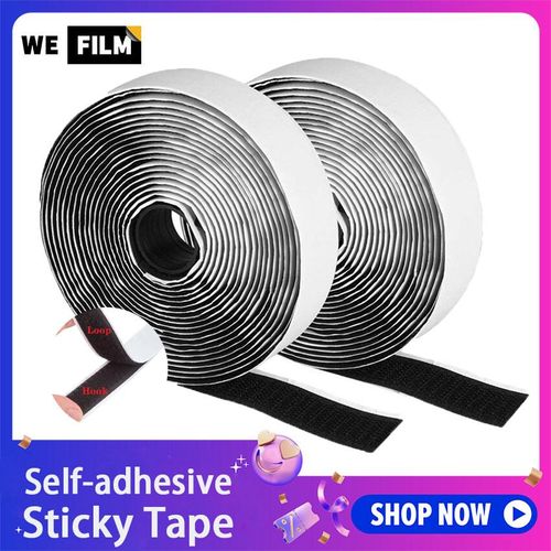 WEFILM Tape Nylon Adhesive Self Adhesive 20mm Hook & Loop Sticky Fastener Mosquito Net Double Side Sticky Tape(Black&White 1/2/3/5/10M)