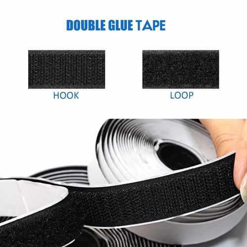 WEFILM Tape Nylon Adhesive Self Adhesive 20mm Hook & Loop Sticky Fastener Mosquito Net Double Side Sticky Tape(Black&White 1/2/3/5/10M)
