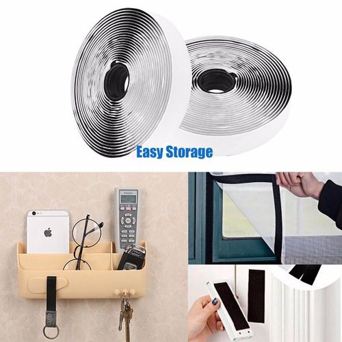 WEFILM Tape Nylon Adhesive Self Adhesive 20mm Hook & Loop Sticky Fastener Mosquito Net Double Side Sticky Tape(Black&White 1/2/3/5/10M)