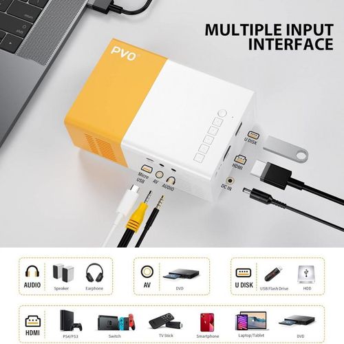 Mini Portable Projector For Home Theater WiFi Outdoor Movie Projector Compatible With Phone/ Tablet/ Laptop/ TV Stick/ USB Drive