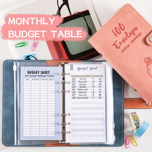 100 Envelopes Money Saving Challenge Budget Binder PU