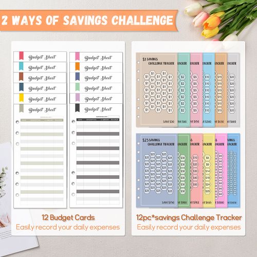 100 Envelopes Money Saving Challenge Budget Binder PU