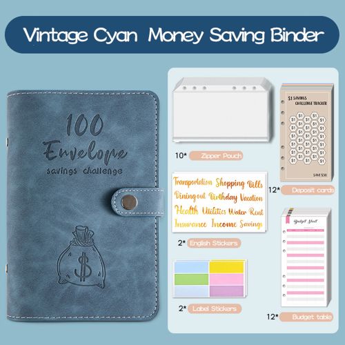 100 Envelopes Money Saving Challenge Budget Binder PU