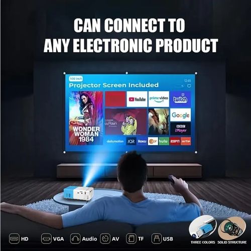 High definition intelligent projector LED light source, mini portable projector, suitable for home theaters, outdoor camping