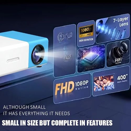 High definition intelligent projector LED light source, mini portable projector, suitable for home theaters, outdoor camping
