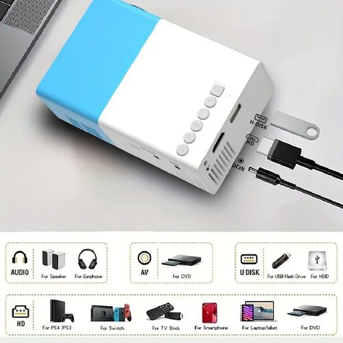 High definition intelligent projector LED light source, mini portable projector, suitable for home theaters, outdoor camping
