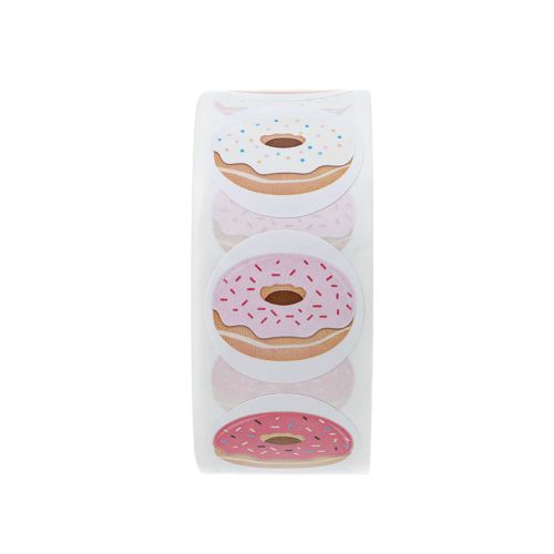 500pcs Roll Donut Pattern Stickers Self-adhesive