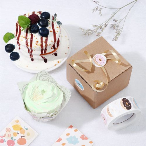 500pcs Roll Donut Pattern Stickers Self-adhesive