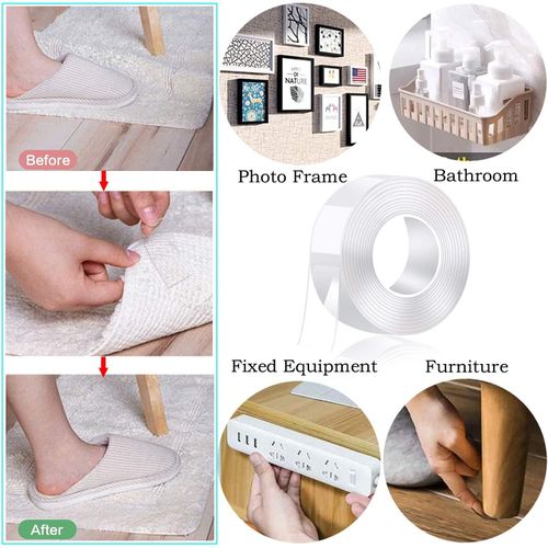 Nano Double-sided Adhesive Tape, Multipurpose Tape for Carpet Mats/Photos Frames/Craft Wall Mounting