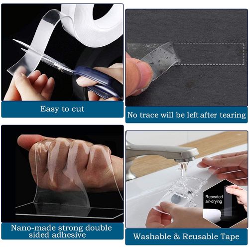 Nano Double-sided Adhesive Tape, Multipurpose Tape for Carpet Mats/Photos Frames/Craft Wall Mounting