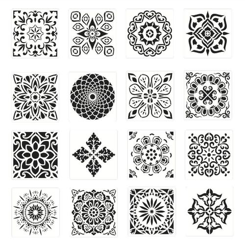 16 Pack Painting Template Hollow Mandala Template Sets