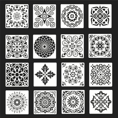 16 Pack Painting Template Hollow Mandala Template Sets