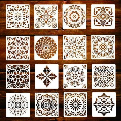 16 Pack Painting Template Hollow Mandala Template Sets