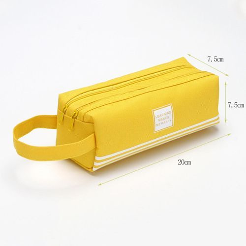 Pencil Bag Solid Color Double-layer Letter Stripe-Green