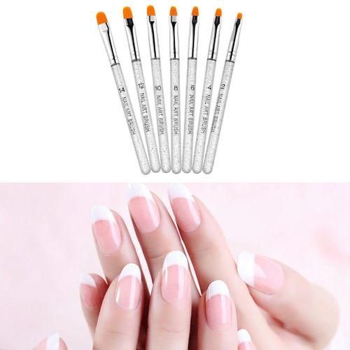7PcsSet Nail Art Brush Pen Painting Drawing DIY Home Salon Use Silver