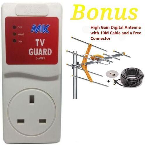 High And Low Voltage TVGuard -white With Free TV Aerial Antenna.