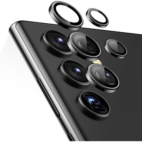 Samsung Galaxy S23 Ultra Camera Lens Protector, Scratch-Resistant HD Clarity Ultra-Thin 9H Tempered Glass with Aluminum Edging-Black