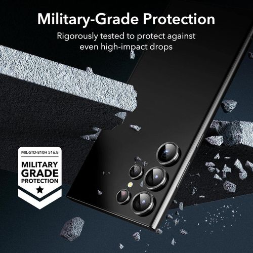 Samsung Galaxy S23 Ultra Camera Lens Protector, Scratch-Resistant HD Clarity Ultra-Thin 9H Tempered Glass with Aluminum Edging-Black