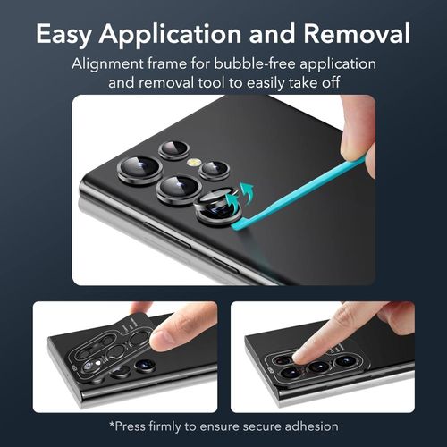 Samsung Galaxy S23 Ultra Camera Lens Protector, Scratch-Resistant HD Clarity Ultra-Thin 9H Tempered Glass with Aluminum Edging-Black