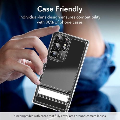 Samsung Galaxy S23 Ultra Camera Lens Protector, Scratch-Resistant HD Clarity Ultra-Thin 9H Tempered Glass with Aluminum Edging-Black