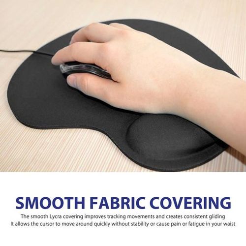 Ergonomic Mousepad with Gel Wrist Support for Comfort - Black