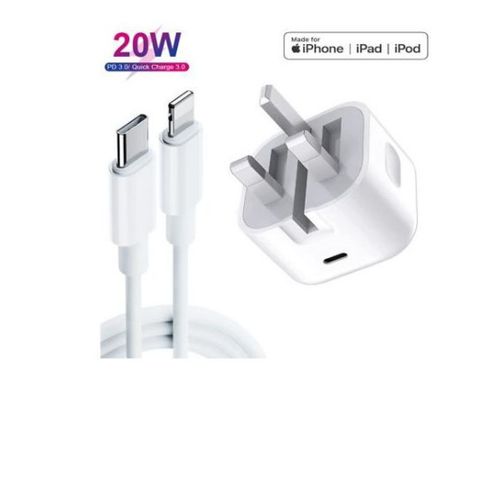 Charge Manggis Original iPhone Faster Charger 20W - White, Black