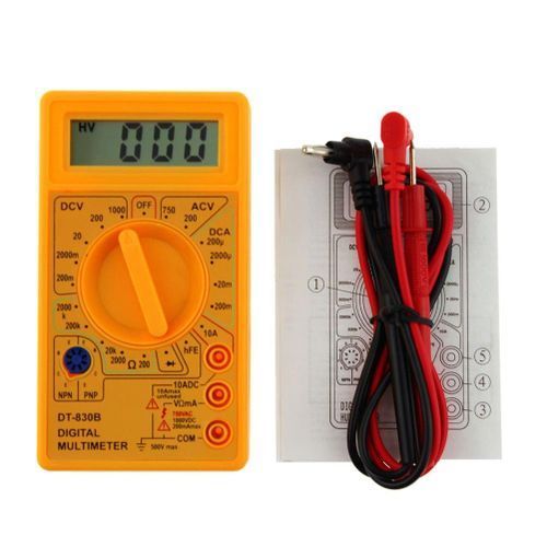 Digital Multimeter Mini Digital Multimeter AC/DC Tester Voltmeter- yellow