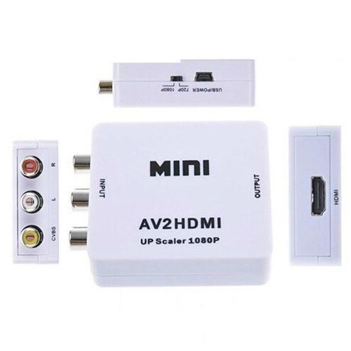 AV to HDMI Video Converter Adapter Full HD 720/1080p UP Scaler AV2HDMI for HDTV- White